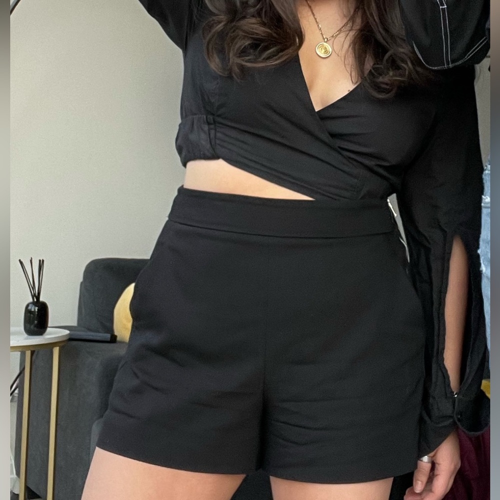 High waisted black shorts